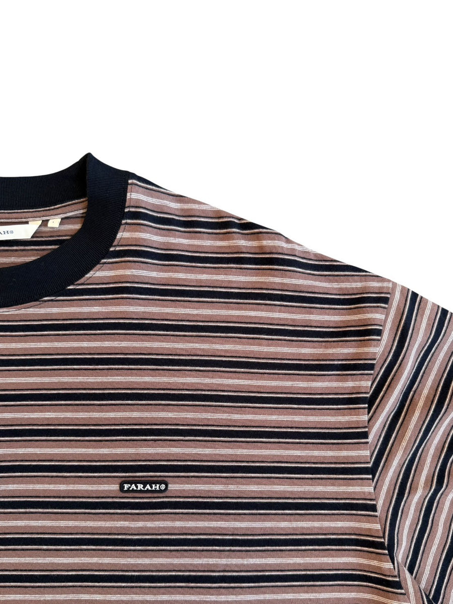 FARAH  Multi Stripe Crewneck L/S Tee