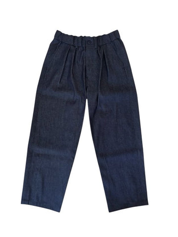 Audience White Selvedge Stretch Denim 2 Tuck Wide Easy Pants